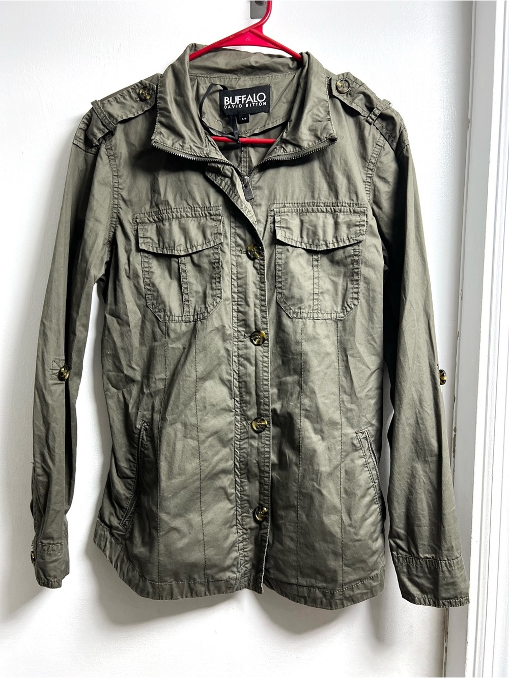 Buffalo David Bitton Military-Style Olive Green Utility Jacket